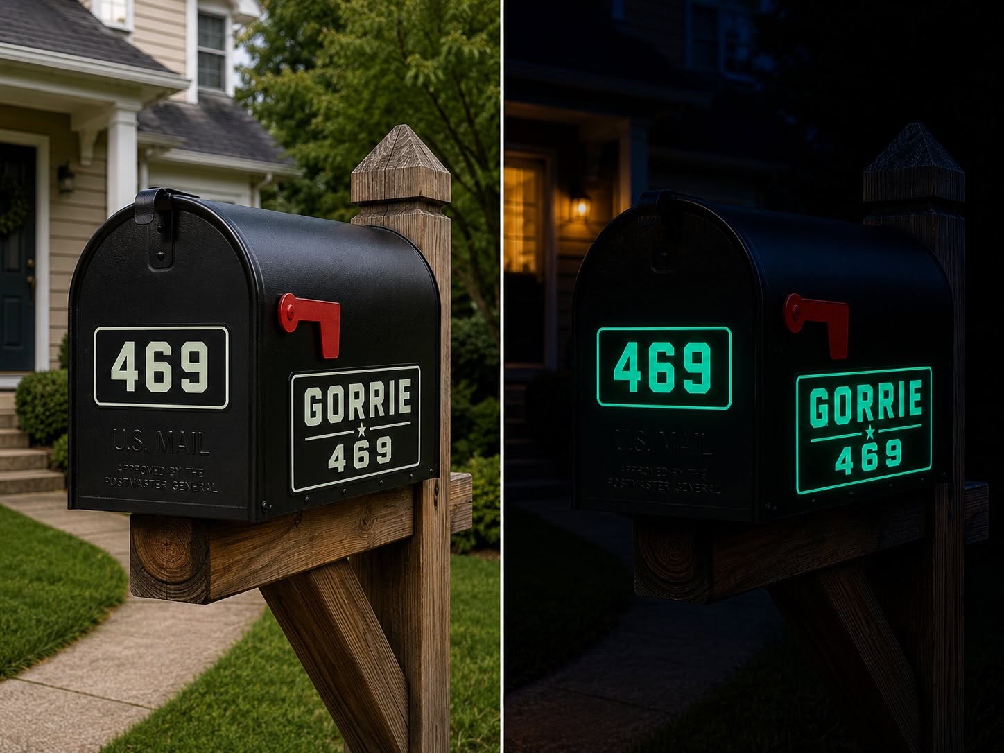 Custom mailbox sample with door sticker